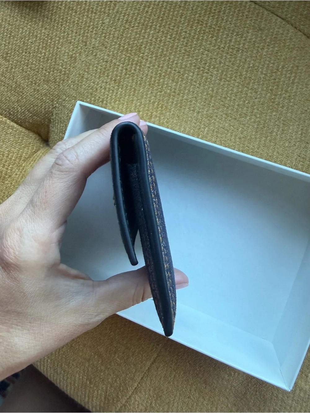 Alexander McQueen Denim/Leather Card Holder Wallet with Box And authentication
